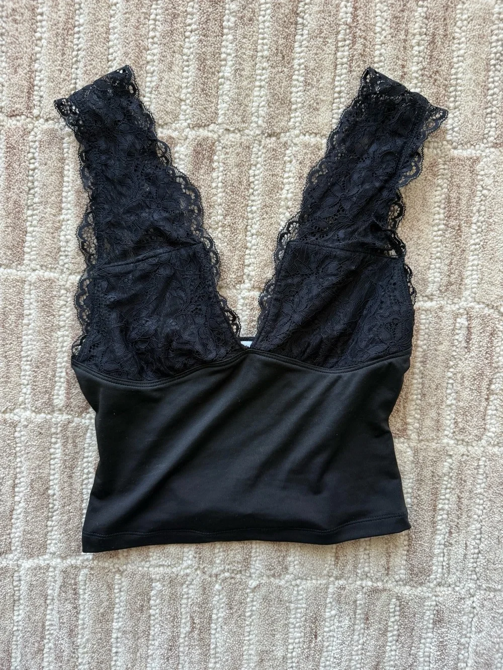 Princess Polly Black Lace Plunge Tank Top - Picture 2 of 4